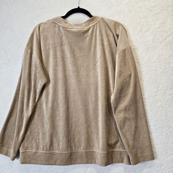 J. Jill Velour Sweatshirt Sz L Gold Cotton Modal Lounge Pullover Velvet Y2K - Picture 3 of 8